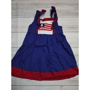 Lil Cactus‎ Kids 4T Patriotic Flag Dress Ruffle Strap Blue Red White